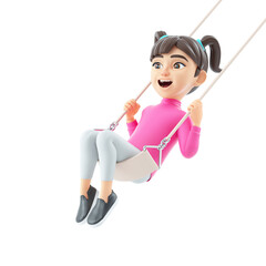 3d girl swinging on swing