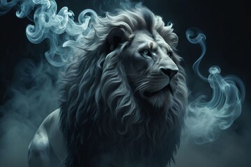 lion in the night created with generative AI software.