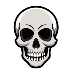 Human evil skull on white background