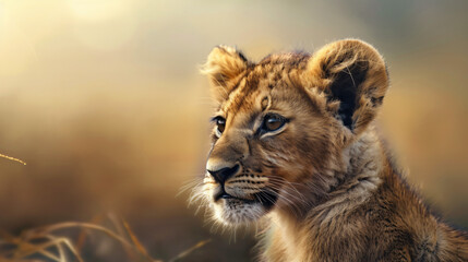 Portrait of cute lion cub