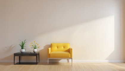 Living room interior wall mock up with yellow armchair  in Bright Colours 