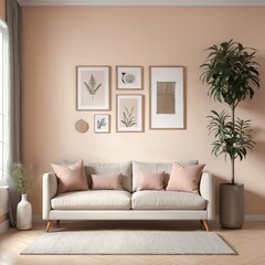 Mockup frame in home interior background in Bright Colours 