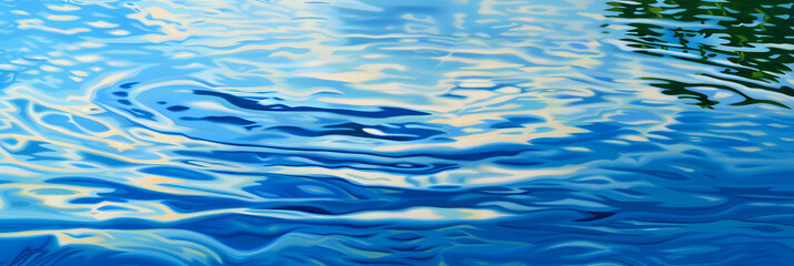 Naklejka na ściany i meble Pure water ripples, reflecting the summer sky, creating a tranquil and refreshing scene.