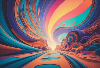Surreal background design using acid colors, psychedelic culture in Bright Colours  - obrazy, fototapety, plakaty