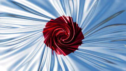 Satin Twirl of the Japanese Flag Emphasizing the Red Circle