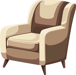vector illustration, soft old chair, Stylish  flat karton style comfortable armchair. Part of the interior of a living room or office. Isolated 