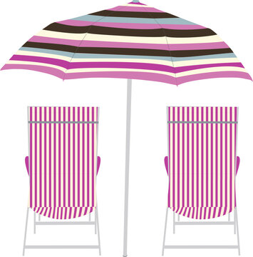 Bech chairs under an umbrella clip art