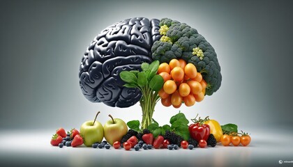 Nutritious food in shape of brain in Bright Colours 
