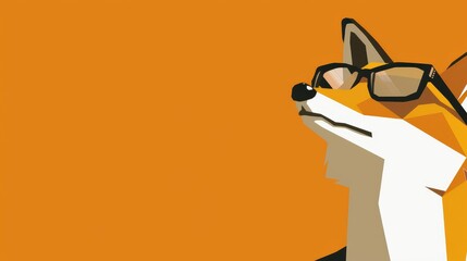 Obraz premium A dog wearing sunglasses against an orange and white striped backdrop