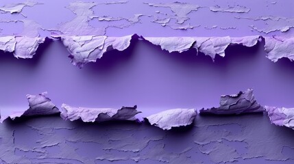   A tight shot of peeling paint from a paper piece against a purple wall backdrop