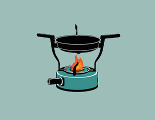 Camping gas stove. Single burner portable cooking stove