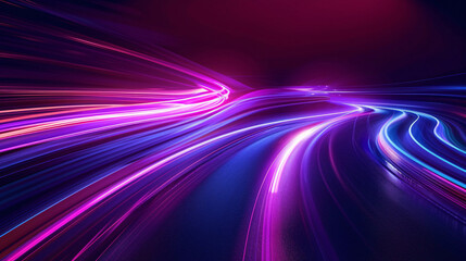 Fototapeta na wymiar Celestial purple and blue abstract background with luminous streaks of light and twinkling stars