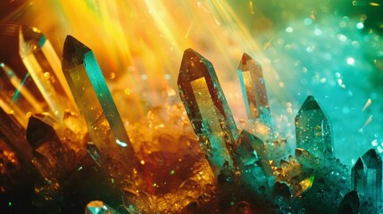 Enigmatic Crystals in New Age Spiritual Practice - obrazy, fototapety, plakaty