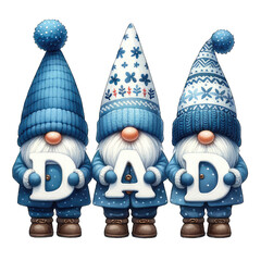 Father's Day Gnome. Father's Day. Watercolor style. Phrases to express love to father on Father's Day, white background