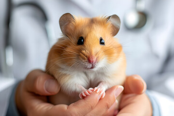 Adorable Hamster Checkup: Veterinary Love and Care. Generative AI