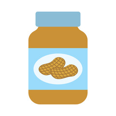 Grocery Food simple objects. Breakfast with peanut butter, chocolate and cereal. Vector cartoon flat icon