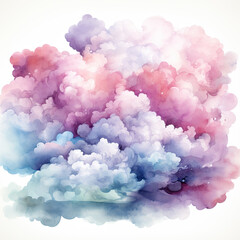 Fototapeta premium Watercolor colorful Cloud Illustration, Generative Ai