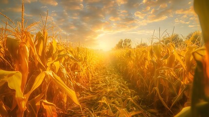 Maiskolben auf einem Maisfeld, Konzept Landwirtschaft, Maisbauer