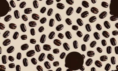 Deurstickers Coffee beans. Abstract seamless pattern. AI generated. © homeworlds