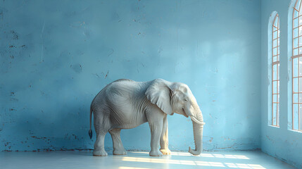 elephant in the room metaphor. avoid to resolve obvious problem in business. - obrazy, fototapety, plakaty