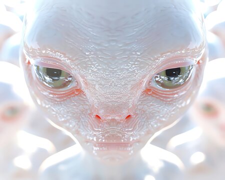 In the crowd, an aliens gaze betrays a depth of knowledge from worlds beyond, seen in curious closeup