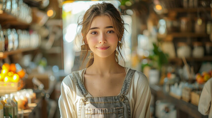 Portrait of a beautiful young woman in a cafe. Girl in a cafe