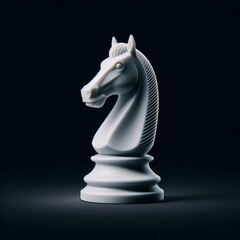 knight chess piece standing alone on dark background. Leadership,  success, influencer,  competition, and business strategy positive concept banner.