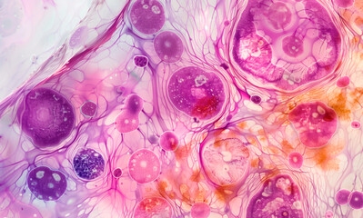 Microscopic cell or cellular organic structures. Medical and microbiology theme.  - obrazy, fototapety, plakaty