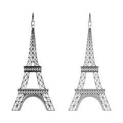 Eiffel Tower in Paris France. Hand drawn vector illustration