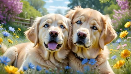 Deurstickers golden retriever puppy © Елена Tomaeva