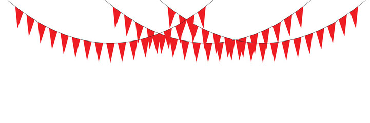 Carnival garland, Bunting flags banner, birthday party decoration isolated on transparent background. Vector illustration. © ISHWARAN