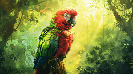 Whimsical and creative painting of a cute parrot