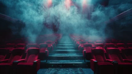 Fotobehang Empty Theater With Red Seats and Smoke © yganko