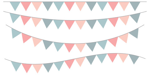 Bunting flags banner best for Birthday party and carnival garland decoration. - obrazy, fototapety, plakaty