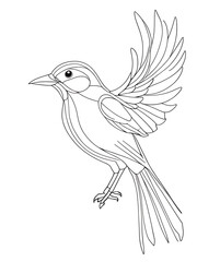 Bird coloring page, outline, white color, white background,ai generated 