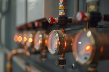 Gasheizung, Zähler an der Gasheizung im Keller, modernes Heizkonzept im Neubau, Energie sparen