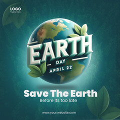 Happy Earth Day banner, Post template, Poster