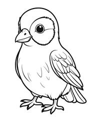 Bird coloring page, outline, white color, white background, ai generated 