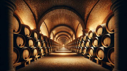 Vintage Wine Storage in Historic Cellar Archway