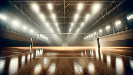 Spacious Sports Hall Ready for Volleyball Match