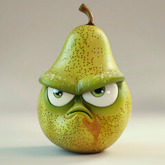 Cute Cartoon Angry Pear Character