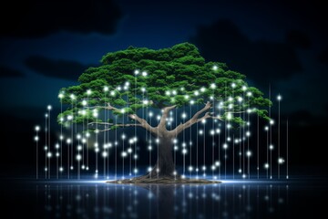 Digital illustration, concept of environmental innovation and growth. technological advancements for