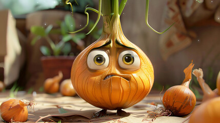 Cute Cartoon Grumpy Onion Character