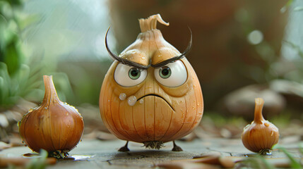 Cute Cartoon Grumpy Onion Character