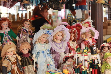 Multi-colored traditional doll stall in the market