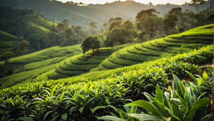tea plantation in Sri Lanka scenery - obrazy, fototapety, plakaty