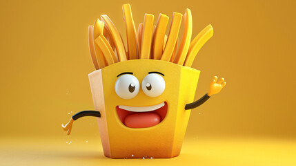Cute Cartoon Happy French Fry Character