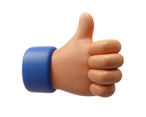 Thumbs Up 3D Model, UHD Png