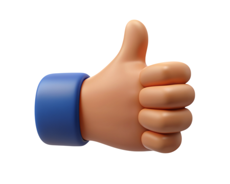 Thumbs Up 3D Model, UHD Png