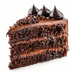 Delicious Chocolate Cake Isolated on a White